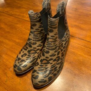 Aldo Leopard-Print Chelsea Rain Boots - Brown & Black